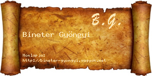 Bineter Gyöngyi névjegykártya